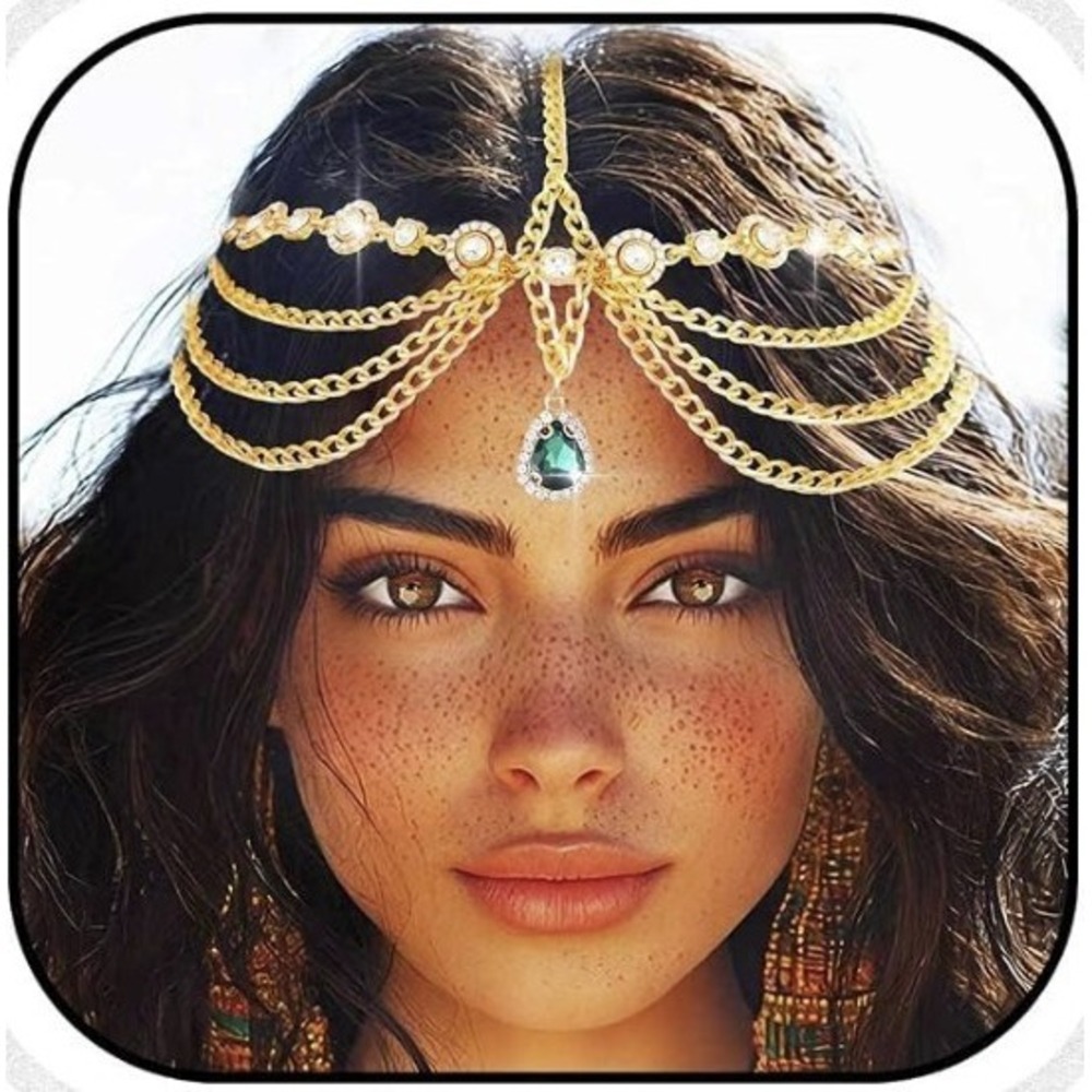 Aukmla Gold Head Chain Jewelry Boho Headpiece Prom 1 Count (Pack of 1) Free Ship